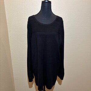 Chico's Black Pullover Long Round Neckline Sweater Zipper Sleeves XL
